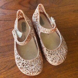 Mini Melissa +‎ Campana Rose Gold Glitter Mary Jane Jelly Shoes Toddler Size 9